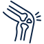 Icon of a knee joint with pain indicators